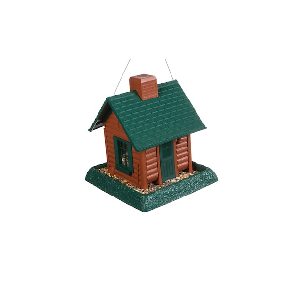 North States Industries North States Log Cabin Wild Bird 1 lb Plastic Hopper Bird Feeder 4 ports 9083W - main